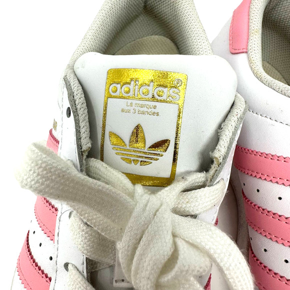 Adidas size 5 EVM‎ 004001 white pink clamshell toe lace up sneakers superstar - Picture 8 of 10